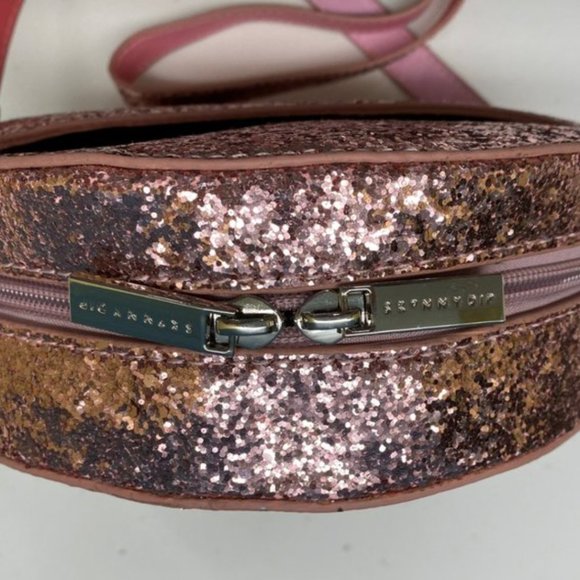 SKINNY DIP WOMEN'S ROUND CIRCLE PINK GLITTER PURSE HAND BAG - Picture 6 of 8